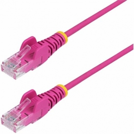 StarTech 50cm Pink Slim CAT6 Ethernet Cable, Snagless RJ45, UTP, LSZH, 28AWG Pure Bare Copper, Slim Network Patch Cord - Slim UTP Cat6 Cable supports 10Gbps and 100W PoE; Ideal for crowded installations; 36% slimmer for improved airflow; Low Near-End Cro