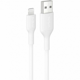Belkin BoostCharge 1 m Lightning/USB Data Transfer Cable - Cable for iPhone, iPad Air, iPad mini, iPad Pro - First End: 1 x Lightning - Male - Second End: 1 x USB Type A - Male - 480 Mbit/s - White CAA019FQ1MWH