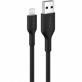 Belkin BoostCharge 3 m Lightning/USB Data Transfer Cable - Cable for iPhone, iPad Air, iPad mini, iPad Pro - First End: 1 x Lightning - Male - Second End: 1 x USB Type A - Male - 480 Mbit/s - Black CAA019FQ3MBK