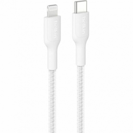 Belkin BoostCharge Pro 2 m Lightning/USB-C Data Transfer Cable - Cable for iPhone, iPad Air, iPad Pro, iPad mini - First End: 1 x Lightning - Male - Second End: 1 x USB Type C- Male - MFI - White CAA022FQ2MWH