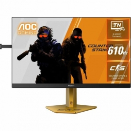 AOC AGON CS24A/P 24" Class Full HD Gaming LCD Monitor - 16:9 - Black, Gold - 24.1" Viewable - Esports Twisted Nematic (E-TN) - 1920 x 1080 - 16.7 Million Colours - Adaptive Sync - 350 cd/m² - 0.30 ms - 610 Hz Refresh Rate - Swivel, Height, Pivot - HDMI -