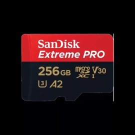 SanDisk Extreme Pro MicroSDXC, Sqxcd 256GB, V30, U3, C10, A2, Uhs-I, 200MB/s R, 140MB/s W, 4x6, Sd Adaptor, Lifetime Limited SDSQXCD-256G-GN6MA