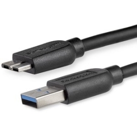 StarTech.com 2m (6ft) Slim SuperSpeed USB 3.0 (5Gbps) A To Micro B Cable - M/M - Flexible Cable For Convenient Positioning Of USB 3.0 Devices - USB 3.0 Micro B - Slim USB 3.0 To Micro B Cable - Thin USB 3.2 Gen 1 (5Gbps) A To B Cable - Micro USB 3.0 To U