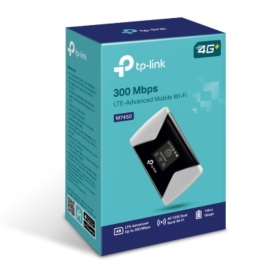 TP-Link M7450 4G-Lte Mobile Wi-Fi 300Mbps Dl 50Mbps Ul 4G Sim Card + MicroSD Slot 3000mAh 15hrs Rechargeable Battery For 32 Devices IOS/Android App M7450