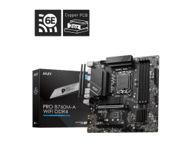 Msi Pro B760M-A Wifi DDR4 Matx Motherboard, 4x DDR4~128GB, 2x Pci-e X 16, 1x Pci-e X 1, 2x M.2, 4x Sata, 4x USB 3.2 , 2x USB 2.0 PRO B760M-A Wifi DDR4