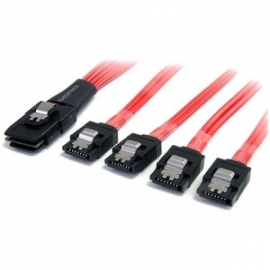 StarTech.com 50cm Serial Attached Scsi Sas Cable - Sff-8087 To 4x Latching Sata - Cable For Hard Drive, Sas Controller, Backplane - First End: 1 X 36-pin Sff-8087 Mini-SAS - Male - Second End: 4 X 7-pin Sata - Male - 6 Gbit/s - Fan-out Cable - 30 Awg - R