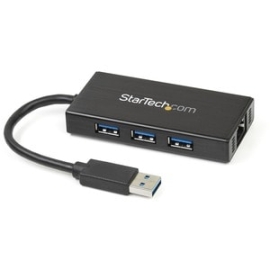 StarTech.com 3 Port Portable USB 3.0 Hub With Gigabit Ethernet Adapter Nic - 5Gbps - Aluminum W/ Cable - 3 Total USB Port(s) - 3 USB 3.0 Port(s)1 Network (Rj-45) Port(s) - Pc, Mac, Linux, ChromeOS ST3300GU3B