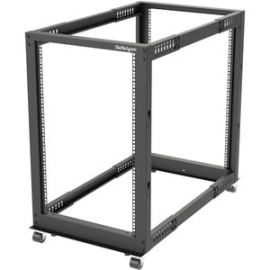 StarTech.com 4-Post 18U Mobile Open Frame Server Rack, 19" Network Rack With Casters, Rolling Rack For Computer/AV/Data/IT Equipment - 4-Post 8U Open Frame Server Rack For Data/IT Equipment - 22-40in (56-101cm) Mounting Depth; 18in (46cm) Height, 1200lb