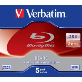Verbatim 43615 Blu-ray Rewritable Media - Bd-Re - 2x - 25 Gb - 5 - 120mm - 2 Hour Maximum Recording Time 43615
