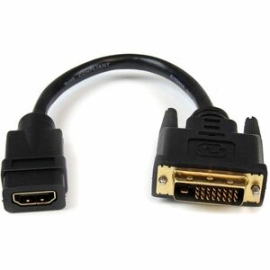 StarTech.com 8in HDMIÂ® To Dvi-D Video Cable Adapter - HDMI Female To Dvi Male - Cable For Video Device, Notebook - First End: 1 X 19-pin HDMI Digital Audio/Video - Female - Second End: 1 X 25-pin Dvi-D Digital Video - Male - Supports Up To1920 X 1200