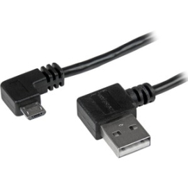 StarTech.com 2m 6 Ft Micro-USB Cable With Right-Angled Connectors - M/M - USB A To Micro B Cable - Cable For Tablet, Smartphone, Notebook, Portable Hard Drive, Computer, Pc, External Hard Drive - First End: 1 X 4-pin USB 2.0 Type A - Male - Second End: 1