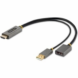 StarTech.com 1ft (30cm) Hdmi To DisplayPort Adapter, 4K 60Hz Hdr Hdmi Source To DP Monitor, USB Bus Powered, Hdmi 2.0 To DisplayPort 1.2 - 1ft Hdmi To DisplayPort Adapter Converts And Boosts Any Hdmi 2.0 Source To A DP 1.2 Output; Supports Up To 3840x216