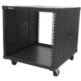 StarTech.com 4-Post 9U Mobile Open Frame Server Rack, 19" Network Rolling Rack For Narrow Spaces, Small Data Rack With Casters, Taa - This 4-Post Mobile Server Rack Is Ideal For Narrow Home / Office Spaces - 9U Rolling Network Rack Ships Flat-packed To A