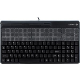 Cherry G86-61410 Pos Keyboard - Qwerty Layout - 135 Key(s) - 135 Programmable Key(s) - 54 Relegendable Key(s) - Magnetic Stripe Reader - USB - Black G86-61410EUADAA