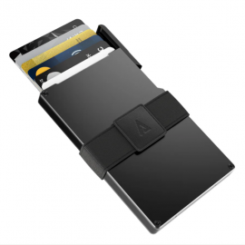 Statik Wallet, Holds Up to 15 Cards, Plus Cash, RFID Blocking Technology - Black Aluminum KSSTKPUP-0600-BLK