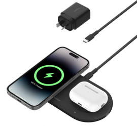 BELKIN BOOSTCHARGE PRO 2-IN-1 MAGNETIC WIRELESS CHARGING PAD WITH QI2 15W - BLACK WIZ021AUBK