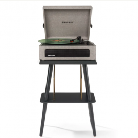 Crosley Voyager Bluetooth Portable Turntable + Entertainment Stand Bundle - Grey CRIW8017BST-GY4