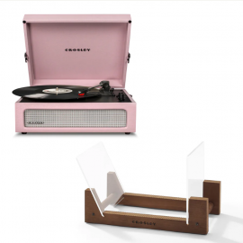 Crosley Voyager Bluetooth Portable Turntable - Amethyst + Bundled Crosley Record Storage Display Stand CR8017BSS-AM4