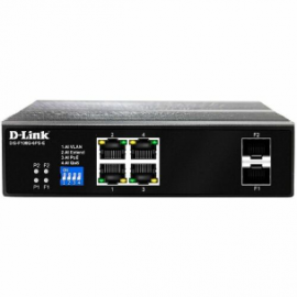 D-Link DIS-F100G DIS-F100G-6PS-E 4 Ports Ethernet Switch - Gigabit Ethernet - 10/100/1000Base-T, 1000Base-X - 2 Layer Supported - Modular - 2 SFP Slots - 6 W Power Consumption - 120 W PoE Budget - Twisted Pair, Optical Fiber - PoE Ports - DIN Rail Mou DIS