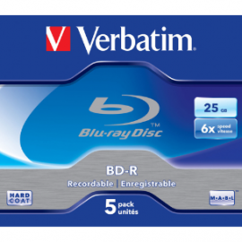 Verbatim 43715 Blu-ray Recordable Media - BD-R - 6x - 25 GB - 5 Pack Jewel Case - 120mm 43715