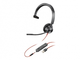 HP POLY BLACKWIRE 3315 UC , MONO , CORDED HEADSET , 3.5MM & USB-A 76J12AA