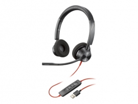 HP POLY BLACKWIRE 3320, UC, STEREO CORDED HEADSET USB-A 76J16AA