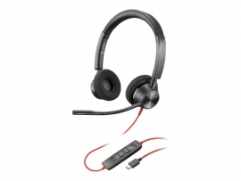 HP POLY BLACKWIRE 3320, UC, STEREO USB-C CORDED HEADSET, INCLUDING USB-A ADAPTOR 8X219AA