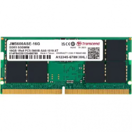 Transcend JetRAM RAM Module for Notebook, Computer - 16 GB - DDR5-5600/PC5-44800 DDR5 SDRAM - 5600 MHz Single-rank Memory - CL46 - 1.10 V - On-die ECC - Unbuffered - 262-pin - SoDIMM - Lifetime Warranty JM5600ASE-16G