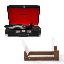 Crosley Cruiser Bluetooth Portable Turntable - Black + Bundled Crosley Record Storage Display Stand CR8005FSS-BK4