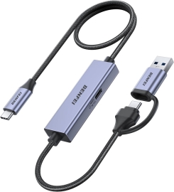 Benfei 408GY Usb-c To Usb-c+a + Pd (100W) Video/Audio Capture Card Supporting Full Hd 1080P 60FPS For Streaming, Recording, Gaming ELEBEN408GY