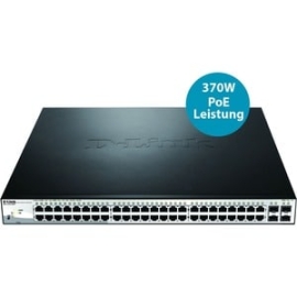 52-Port Gigabit WebSmart PoE Switch With 48 PoE RJ45 And 4 Sfp Ports. PoE Budget 370W. DGS-1210-52MP