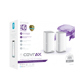 D-Link Covr COVR-X1872 Wi-Fi 6 IEEE 802.11ax Ethernet Wireless Router - 2.40 GHz ISM Band - 5 GHz UNII Band 