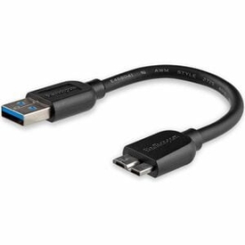 StarTech.com 15cm (6in) Short Slim SuperSpeed USB 3.0 (5Gbps) A To Micro B Cable - M/M - Minimize Clutter And Position Your USB 3.0 Micro Devices Near Your Desktop Or Laptop Easily With A Thin, Flexible Cable - Short USB 3.2 Gen 1 (5Gbps) Cable - Slim US