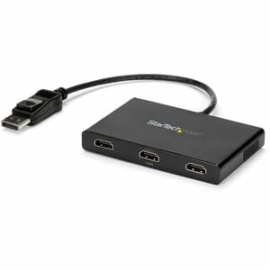 StarTech.com Signal Splitter - Plastic - 3840 × 2160 - 15.20 M Maximum Operating Distance - DisplayPort - 3 X HDMI Out MSTDP123HD