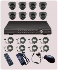 Cctv 8 Channel Dvr Combo Kit. Includes 8 X 1/3"Sony ICX633BK Ccd Camera 420TV Line, PAL:500(H)x582(V), 24*IR LED, 20M, Vandalproof Dome Camera, Dvr, Cable Sets, Ac Cord, No Hdd KT86-ST20S42