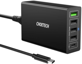 Choetech Q34U2Q 5-Port 60W Pd Charger With 30W Power Delivery And 18W Quick Charge 3.0 ELECHOQ34U2Q