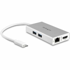 StarTech.com USB Type C Docking Station For Notebook - 60 W - Silver, White - 1 Displays Supported - 4K - 4096 X 2160, 3840 X 2160 - 2 X USB Ports - 2 X USB 3.0 - 2 X USB Type-A Ports - USB Type-A - USB Type-C - Network (Rj-45) - HDMI - Wireless LAN - Wi