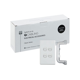 4C | Classic 4 Gang Switch 250V 16AX - Vertical - 10 Pack With 10 Free C-Clips 040.000.0298.10PACK