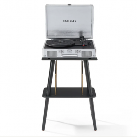 Crosley Cruiser Bluetooth Portable Turntable - Silver + Crosley Entertainment Stand Bundle CR8005FST-SI4