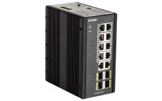 D-Link 14-Port Gigabit Industrial Managed PoE Switch with 10 1000BASE-T (8 PoE+) ports and 4 SFP ports DIS-300G-14PSW