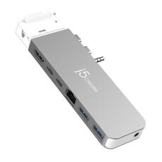 J5create JCD395 4K60 Pro USB4 Hub with MagSafe Kit - Designed for MacBook Pro 2021 / 2022 (USB-C to HDMI, 1x USB-C, 1xUSB-A, RJ45, 3.5mm AUX) 40Gbps JCD395