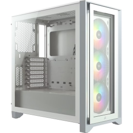 Corsair Icue 4000X Rgb Tempered Glass Mid-Tower Atx Case - White, Atx/E-Atx, 360mm Gpu, 170mm Cpu, 2yr Wty CC-9011205-WW