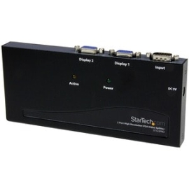 StarTech.com Signal Splitter - Steel - Black - Taa Compliant - 2048 X 1536 - 350 MHz Maximum Video Bandwidth - 65 M Maximum Operating Distance - VGA In - VGA Out ST122PRO