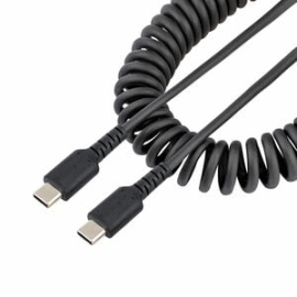 StarTech.com 20in (50cm) USB C Charging Cable, Coiled Heavy Duty Fast Charge & Sync Usb-c Cable, High Quality USB 2.0 Type-C Cable, Black - Cable For Mobile Device, IPad Pro, IPad Mini - First End: 1 X 24-pin USB 2.0 Type C - Male - Second End: 1 X 24-pi
