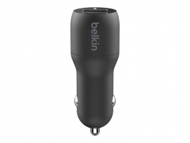 BELKIN 2 PORT CAR CHARGER, 12W/2.4A USB-A (2), 1x 1.2M USB-A TO LIGHTNING CABLE, 2YR WTY (CCD001BT1MBK)