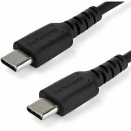 StarTech.com 1m USB C Charging Cable - Durable Fast Charge & Sync USB 2.0 Type C To C Charger Cord - Tpe Jacket Aramid Fiber M/M 60W Black - Cable For Mobile Device, MacBook, IPad Pro - First End: 1 X 24-pin USB 2.0 Type C - Male - Second End: 1 X 24-pin