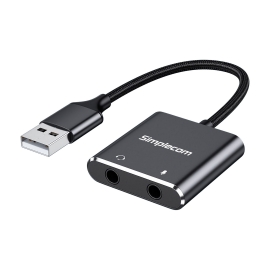Simplecom CA152 USB To 3.5mm Audio And Microphone Sound Card Adapter For Trs Or Trrs Headset With Mic CA152