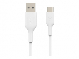 BELKIN 2M USB-A TO USB-C CHARGE/SYNC CABLE, WHITE, 2YR WTY CAB001BT2MWH