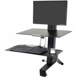 WorkFit-S Sit-Stand Workstation For Mid-Size Monitor, Hd, With Worksurface And Large Keyboard Tray (Black) 33-351-200