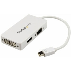StarTech.com Travel A/V Adapter: 3-in-1 Mini DisplayPort To VGA Dvi Or HDMI Converter - White - Connect A Mini DisplayPort-equipped Pc Or Mac To An HDMI, VGA, Or Dvi Display - 3 In 1 MDP Adapter - MacBook Pro Or MacBook Air To VGA / Dvi / HDMI - Connect
